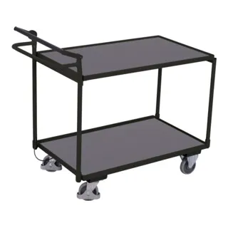 VARIOfit Tischwagen mit Totmannbremse und 2 Ladeflächen - Robuster Tischwagen mit 2 Ladeflächen, Totmannbremse und ergonomischem Schiebegriff. Ideal für Werkstatt und Lager, sorgt für sicheren Transport und effiziente Abläufe.