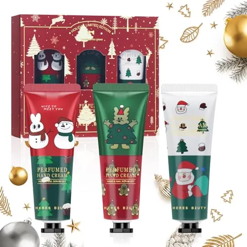 WYOSMALL Weihnachtliches Handcreme Geschenkset, Handpflegecremes, Feuchtigkeitspflege für trockene Hände, Weihnachtsgeschenkset für Frauen/Damen/Mama/Männer