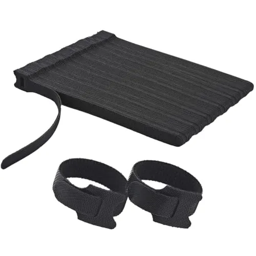 Klettband Kabelbinder Klett Schwarz Kabel Kabelklettbänder Wiederverschließbar Klettkabelbinder 150 x 12 mm Klettband Klettverschluss für Home Office Büro -100Stk