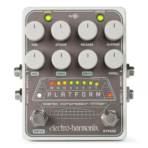 Electro Harmonix Platform Stereo Compressor - Gitarren-Kompressor, Made in USA, bietet professionellen Sound und vielseitige Dynamiksteuerung für kreative Musiker.