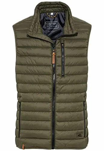 camel active Herren Steppweste ohne Kapuze - Olive-Braun - Wasserabweisende und winddichte Herren-Weste mit leichtem Fiberfill, ideal für jede Jahreszeit und ausgestattet mit praktischen Reißverschlusstaschen.