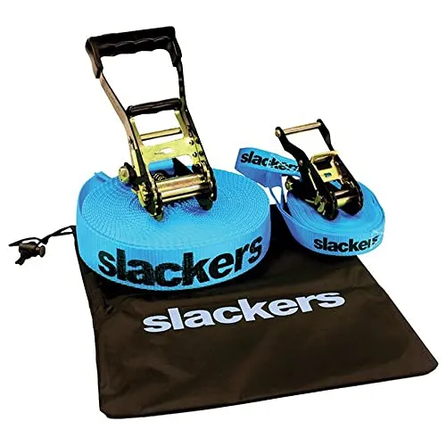 Slackers USA Slackline Classic 15m mit Teaching Line - Sonstige, inklusive zusätzlicher Teaching Line für einfaches Lernen und mehr Stabilität beim Slacklinen.