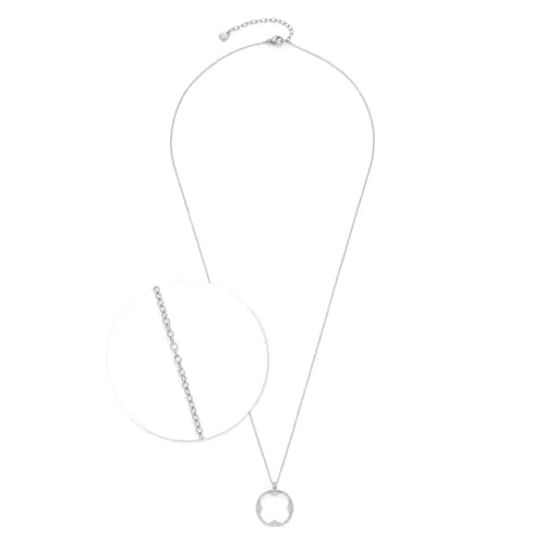 JEWELS BY LEONARDO Halskette Ciao Campagnola - Elegante Damenkette aus silberfarbenem Edelstahl mit kleeblattförmigem Anhänger und funkelnden Zirkonia-Steinen, ideal für jeden Anlass und Allergikerfreundlich.