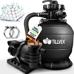 tillvex® Sandfilteranlage Pool mit Timer Schwarz 13.200L/h