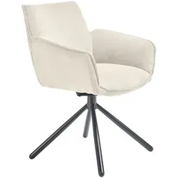SetOne by Musterring Armlehnstuhl, Creme - Eleganter Esszimmerstuhl mit 180° drehbarer Sitzfläche und automatischer Rückholfunktion für höchsten Komfort und Flexibilität.