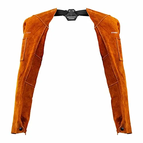 Stamos Welding Group Armschoner - Schweißerärmel aus Rindspaltleder - Protektoren für Schweißer - hitzebeständige Rindspaltlederärmel, 70/57 cm lang, schützen Ober- und Unterarme vor Verbrennungen und Funken bei Metallarbeiten.