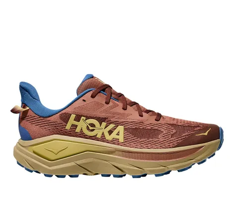 Hoka Challenger 8 Herren Laufschuh - Komfortabler All-Terrain-Laufschuh in Rot, Größe 9 - Laufschuhe mit atmungsaktivem Obermaterial und griffiger Außensohle. Ideal für Asphalt, Schotter und Waldtrails, bietet hohen Tragekomfort und Stabilität.