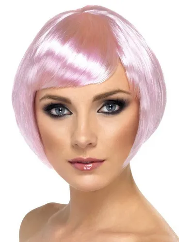 Metamorph Kostüm-Perücke Bubikopf Perücke hellrosa, Short Bob im Hochglanz-Look