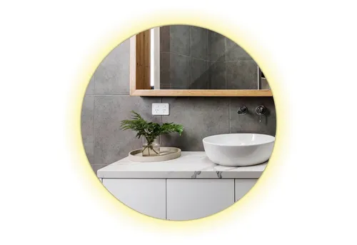 Tulup Badspiegel mit LED-Beleuchtung - Runder Badezimmerspiegel (Durchmesser: 40 cm) mit warmweißer LED-Beleuchtung (3000K) für ein angenehmes Ambiente im Bad.