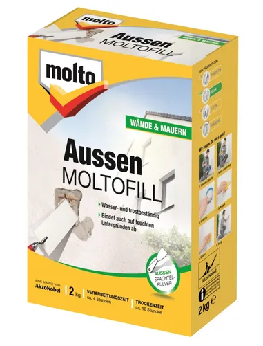 MOLTO AUSSEN MOLTOFILL 2KG - Wasser- und frostbeständige Spachtelmasse, ideal für schnelle Reparaturen im Außenbereich