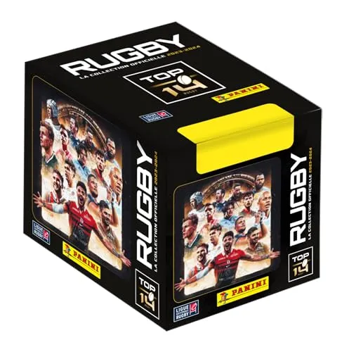 Panini RUGBY TOP 14 2023-2024 Box mit 50 Hüllen mit 5 Stickern + 1 Karte