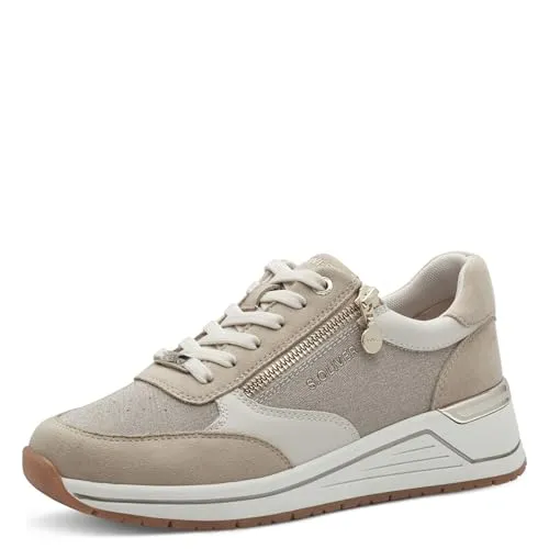s.Oliver Damen Sneaker flach mit Reißverschluss - Beige (Beige Comb), 40 EU - Damen-Sneaker mit herausnehmbarer Einlegesohle für individuellen Komfort und optimalen Tragekomfort im Alltag. Sportliches Design kombiniert mit hochwertigem Leder und Synthetik für Langlebigkeit.