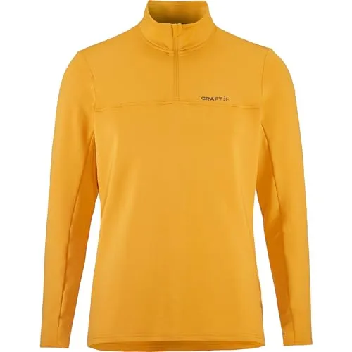 Craft Sport-Langarmshirt CORE Gain (Midlayer, Half-Zip) - Gelb Herren, Größe: XXL - Badmintonbekleidung Herren: Weiches Midlayer mit 1/2-Reißverschluss, ideal für Wärme und Komfort beim Spiel. Perfekt für aktive Sportler!