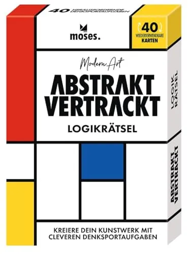 Moses. Abstrakt Vertrackt – Kreatives Logikspiel für unterwegs und zuhause, 40 wiederbeschreibbare Karten mit Wegwischstift, Design-Rätsel für Erwachsene & Jugendliche