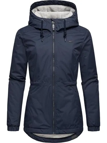 Ragwear Damen Winterjacke Dankka Warm YOUMODO Navy 3XL - Funktionsjacke mit wasserdichtem Material und kuscheligem Teddyfell-Innenfutter, ideal für kühle Tage und stilvolle Auftritte.