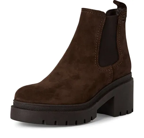 Tamaris Damen Stiefel braun 42 - Wanderschuhe mit weichem Touch-it Fußbett für optimalen Komfort. Hochwertiges Leder und Wildleder vereinen Eleganz und Strapazierfähigkeit. Elastische Einsätze und moderner Blockabsatz für müheloses Anziehen und stilvolle Standfestigkeit.