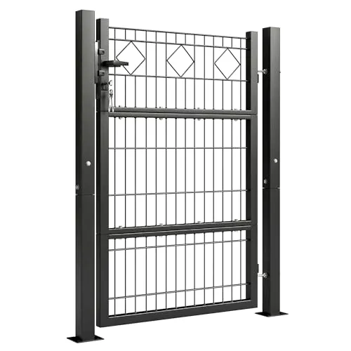 Outsunny Gartentor aus verzinktem Metall mit Schloss und Griff, 100x131cm - Wetterfest und stabil: Das verzinkte Metallgartentor mit Pulverbeschichtung bietet zuverlässigen Schutz vor Witterungseinflüssen. Ausgestattet mit einem hochwertigen Schloss und einem robusten Griff, sichert es Ihre Bereiche effektiv und stilvoll.