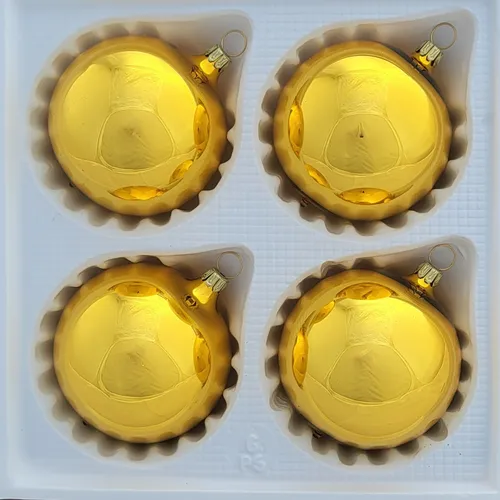 Lauschaer Glas Christbaumkugeln d 10cm gold glanz mundgeblasen