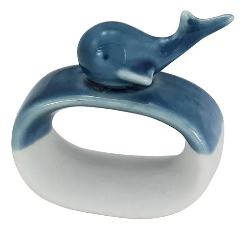 Serviettenring - Wal Maritime Deko Steingut lackiert B=6cm blau/weiß Sea-Club