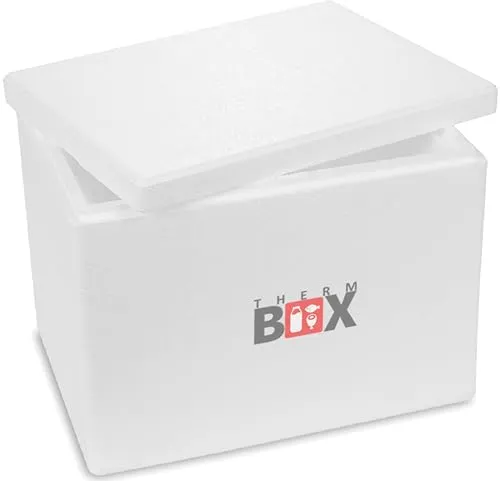 THERM-BOX Styroporbox 19W Innen: 34x23x24cm Wand: 3cm Volumen: 19,58L Isolierbox Kühlbox Warmhaltebox Wiederverwendbar