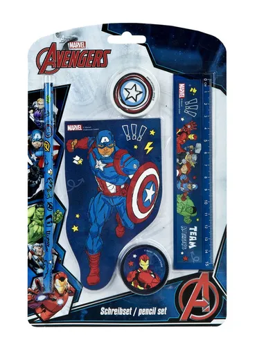 The AVENGERS Bleistift Schreib und Zeichenset 5-Teile Kreativität trifft Superhelden Power