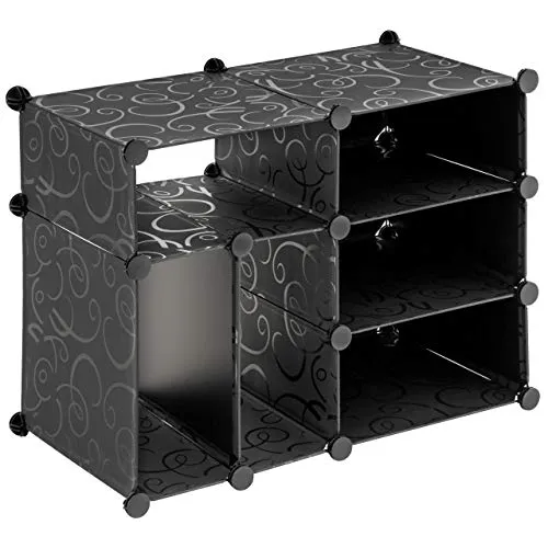 Nexos Trading Schuhschrank Steckregal schwarz 57x71x37cm erweiterbar Schuhregal DIY abwaschbarer Schuhständer stapelbar Schuhablage modulbauart platzsparend