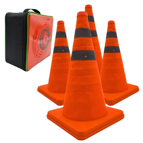 4x18 Zoll (45cm) Pylonen Faltbar Leitkegel Verkehrskegel Reflektierender Sicherheitskegel Faltleitkegel Warnkegel Orange