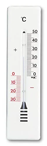 TFA Dostmann Analoges Innen-Außen-Thermometer aus Metall, wetterfest, 26cm hoch, weiß