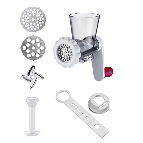 Westmark Fleischwolf-Aufsatz mit 2 Lochscheiben - Praktisches Ergänzungsset für Fleischwölfe, ideal zum Zerkleinern von Fleisch und Herstellen von Spritzgebäck. Mit scharfem Edelstahlmesser und spülmaschinengeeigneten Teilen.