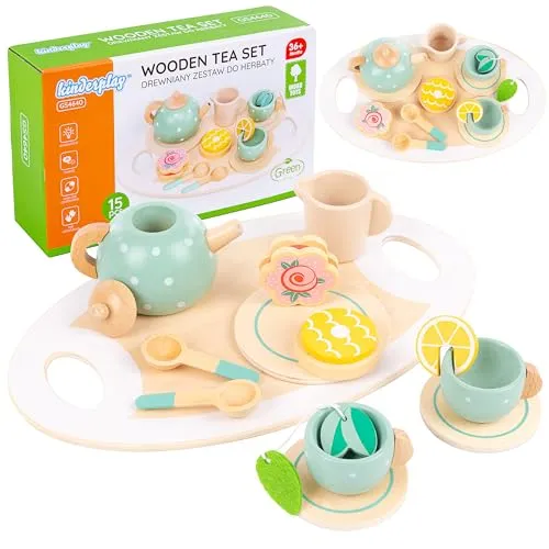 kinderplay Spiel-Kochgeschirr Holz Tee-Set für Kinder – 15-teiliges Set für kreative Teepartys - Zauberhafte Teepartys im Kinderzimmer! Das 15-teilige Holz Tee-Set fördert kreatives Spielen und soziale Fähigkeiten. Mit hochwertigem, CE-zertifiziertem Material für sicheren Spielspaß.