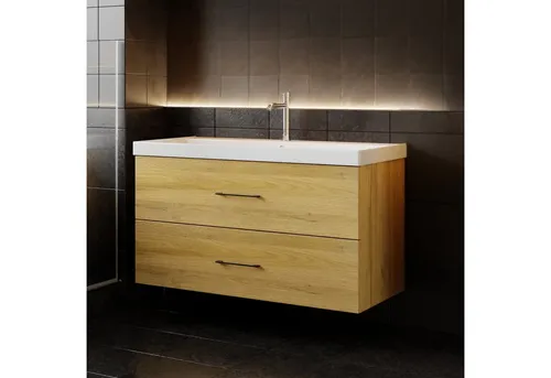 Karen Waschtisch Verona 100 mit Unterschrank - Eleganter Badmöbel-Set im mediterranen Stil mit Keramikwaschbecken und Softclose-Schubladen für optimalen Komfort. Ideal für stilvolle Badezimmergestaltungen.