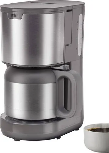 Braun Filterkaffeemaschine 0X13211089, 1,2l Thermokanne - Kaffeemaschinen mit Anti-Tropf-System und OptiBrewSystem für perfektes Aroma. Die doppelwandige Thermokanne hält den Kaffee bis zu 2 Stunden warm.