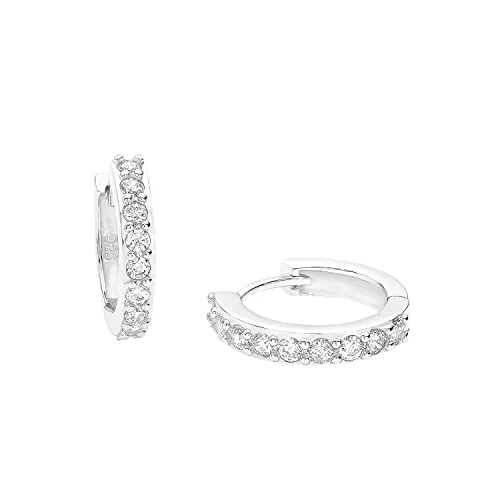 Amor Creolen 925 Sterling Silber Ohrschmuck - Ohrringe für Damen aus glänzendem 925er Sterling Silber mit Zirkonia, rhodiniert für besonderen Glanz und Anlaufschutz, ideal als Geschenk in Schmuck Geschenk Box