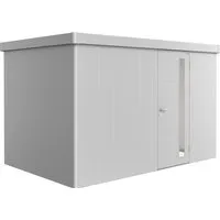 Biohort Gerätehaus Neo 2D Silber-Metallic - Platzsparendes Metall-Gerätehaus mit 7,7 m², robust und wetterfest. Ideal für die Aufbewahrung von Geräten, Fahrrädern und Gartenmöbeln.