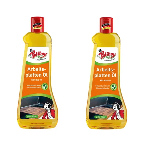 poliboy Arbeitsplatten Öl - 1 Liter - schützt vor Wasser und Schmutz Holzpflegeöl, für unbehandelte und geölte Hölzer - Made in Germany