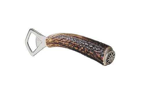 Flaschenöffner Hirschhorn - Handgefertigter Kapselheber mit echtem Horngriff - Flaschenöffner aus Bayern, einzigartig mit echtem Hirschhorngriff und versilberter Zierkappe. Ideal für Trachtler und als besonderes Geschenk.
