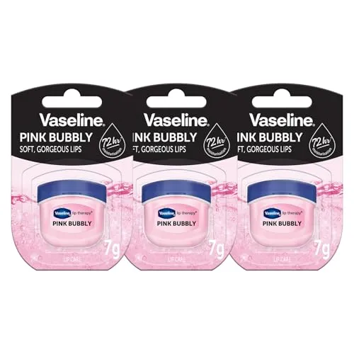 Vaseline Lip Therapy 7G Pink Bubbly | Pflegender Lippenbalsam für optimale Feuchtigkeit mit pinkfarbenen Blubberton | (Pink Bubbly (3er Pack))