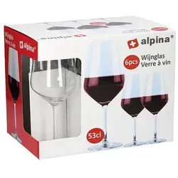 Alpina 86429 Rotweinkelch, 530 ml, Glas, klar (6er Pack)