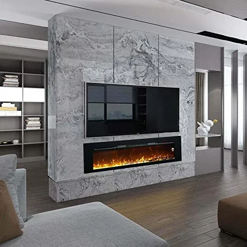 Elektrokamin modern ElectricSun Paula groß schwarz B183xH45cm - Elektrische Kamine mit 10 Farb- und 4 Helligkeitseinstellungen, inklusive Fernbedienung und realistischem Flammeneffekt. Ideal für Wand-, Bodenmontage oder Einbau.