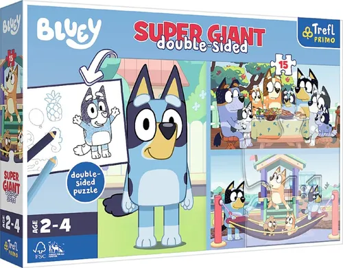 TREFL Bluey GIANT Puzzle 15T + Malvorlage