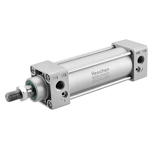 Heschen Pneumatischer Standard-Luftdruckzylinder SC 40-75 - Druckluftzylinder mit 40 mm Bohrung und 75 mm Hub, ideal für präzise Steuerungen in automatisierten Anwendungen, doppeltwirkend für hohe Effizienz.