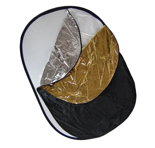Dynasun Falthintergrund Reflektor 5in1 Oval Format 100x150cm, Zusammenfaltbarer Reflektor mit 5 Oberflächen Foto Video