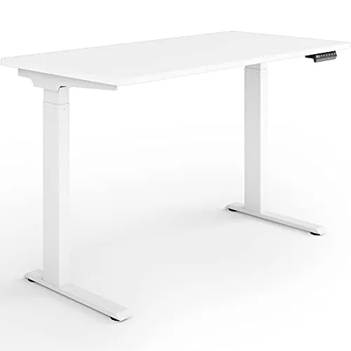 ESMART ESX-121WW 120x60cm Weiß - Ergonomischer Steh-Sitz-Schreibtisch - Schreibtisch mit stufenlos elektrischer Höhenverstellung von 73-123 cm, ideal für gesundes Arbeiten im Sitzen und Stehen, inklusive 4x Memory-Funktion für individuelle Höheneinstellungen.