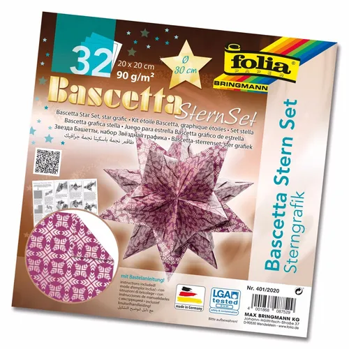 Bastelset Bascettastern  / Sterngrafik violett, 20 x 20 cm 401/2020, #7705