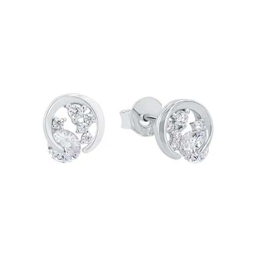 Amor Ohrstecker 925 Sterling Silber mit Zirkonia - Ohrringe für Damen aus hochwertigem 925 Sterling Silber, funkeln mit 5 Zirkonia-Steinen und kommen in einer eleganten Schmuck Geschenk Box.