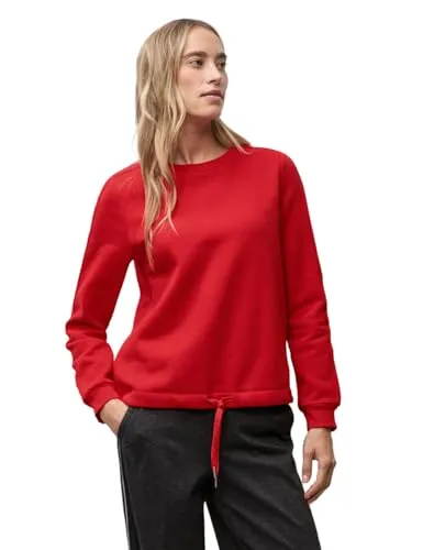 Street One Damen Sweatshirt 3017129 mit Rippdetail - Stylischer Pullover für Damen in Racing red, mit Tunnelzug am Saum und modischen Ripp-Streifen an den Ärmeln – perfekt für lässige Outfits!