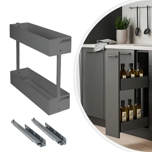 WOPLUS Schrankauszug Küche Rechts 2 Etagen 200mm mit Softclose