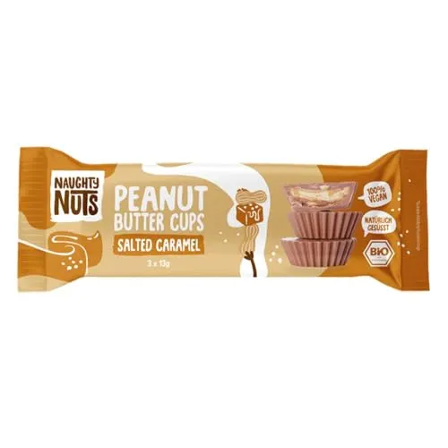 Naughty Nuts Peanut Butter Cups, Salted Caramel, 3x13g