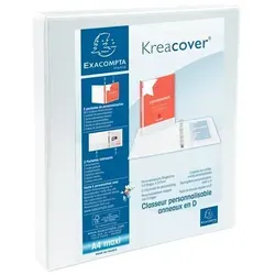 Exacompta Präsentationsringbuch mit Taschen, weiß, 4 Ringe D, 16 mm, mit 2 Klarsichttaschen außen