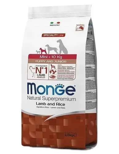 Monge Mini Hund Puppy E Junior Lamb E Reis 2,5 KG